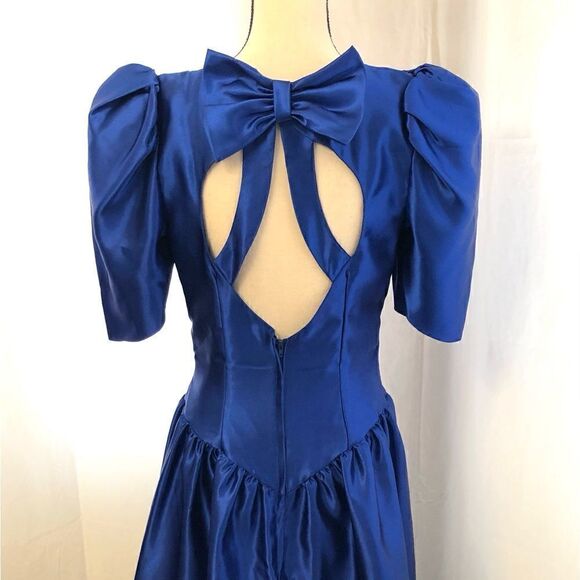 Vintage Alfred Angelo dream maker royal blue all satin dress size S - Picture 1 of 13